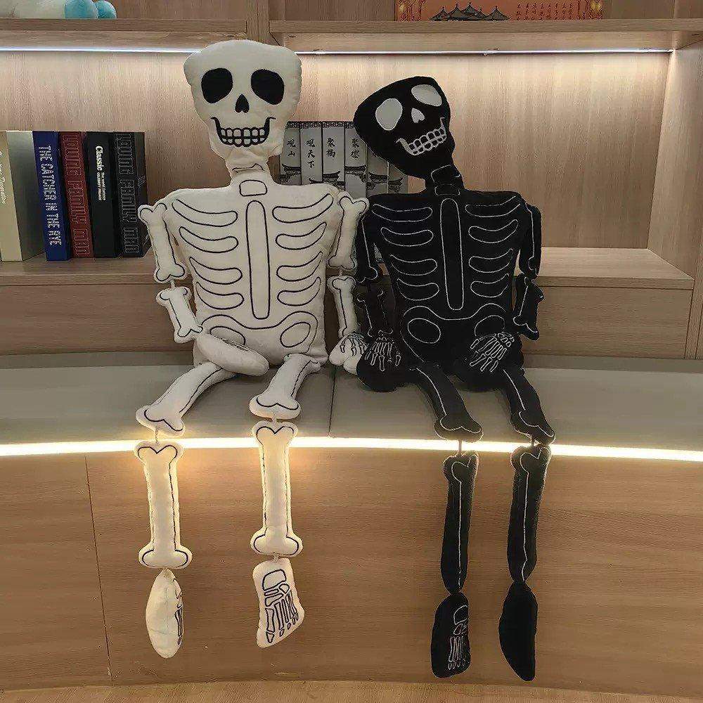 Goth White and Black Skeleton Plush